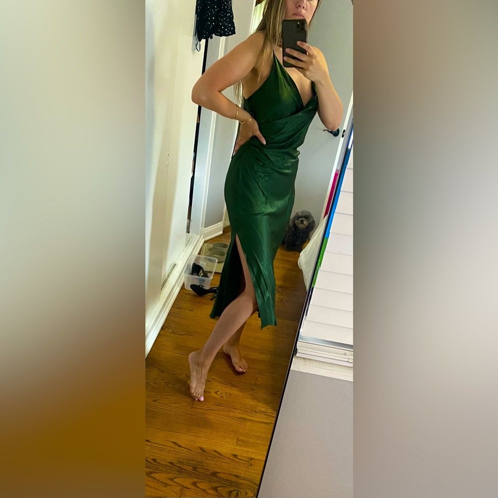 Zara medium green satin dress